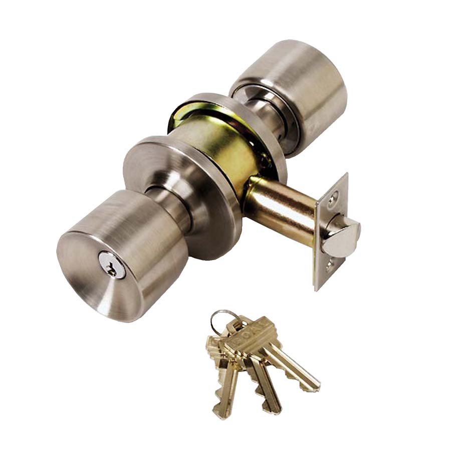 GOAL knopslot serie USUS51e E-knop rvs 18/8. Buitendeur-/loopslot met knopbediening compleet met schoot. 