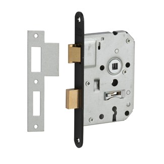 Nemef dag- en nachtslot - klavier 56 mm - doornmaat 50 mm - 1266/3 - zwart gelakt