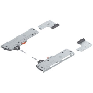 blum TIP-ON BLUMOTION SET eenheid L+R tot 20kg voor LBX en MOV NL 350-600mm, inclusief meenemers en koppelstuk voor synchronisering Kleur: R7035 lichtgrijs