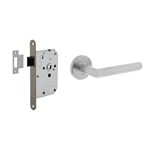Intersteel deurbeslag set - loopslot - deurkruk hoek 90° - RVS geborsteld