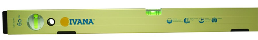Ivana Goldline magnetische waterpas met 2 libellen - 150 cm