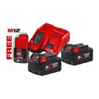 Milwaukee accupack - M18 NRG-502 - 12V/18V - 2x5.0 Ah en 1x 2.0 Ah accu en snellader - Li-ion