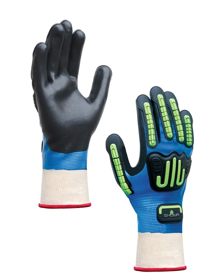 Showa werkhandschoenen - 377-IP - nitril - impactbescherming - zwart / blauw - maat L - 101615400