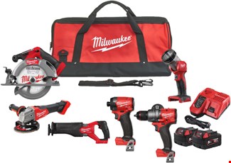 Milwaukee M18 FPP6G3-502B Accu Combiset 6-delig 18V - Inclusief 2x 5,0Ah Accu,Lader en Tas