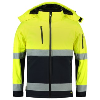 Tricorp softshell jack - Bi-color - Safety - 403007 - fluor geel/marine blauw - maat 5XL