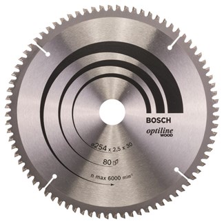 Bosch cirkelzaagblad - OPTILINE WOOD - Ø254/2.5mm - 30mm - 80 TPI
