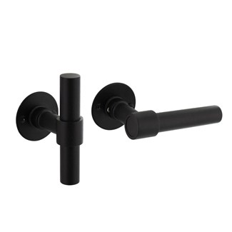 Intersteel deurkruk met rozet - L/T-model - mat zwart