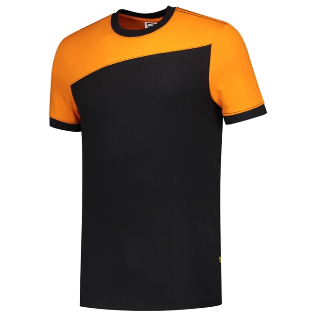 rust boom Necklet Tricorp T-shirt Bicolor - Naden 102006 - zwart/oranje - maat M