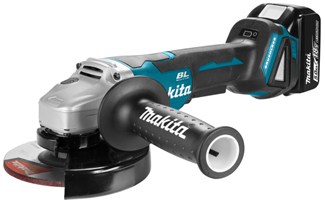 Makita haakse accu slijpmachine - DGA505RTJ - 18V - 125mm - 2x5.0 Ah accu en snellader - met veiligheidsschakelaar - in Mbox