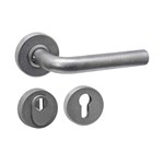 Intersteel Achterdeurbeslag SKG3 deurkruk Luzern met Rond Veiligheidsrozet RVS getrommeld  