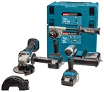 Makita combiset boren, (slag)schroeven en slijpen - DLX3155TJ - 18 V - 2x5,0 Ah accu en snellader - in Mbox