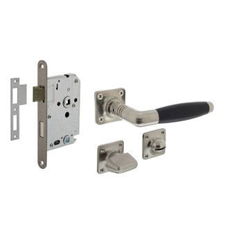 Intersteel Deurbeslag set Toiletslot RVS met Deurkruk Ton Basic op rozet Mat nikkel