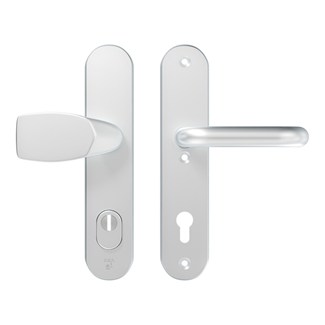 AXA veiligheidsbeslag knopkruk/kruk - SKG*** met kerntrekbeveiliging - Oval Plus kruk Wing+U - PC92 - alu. F1 