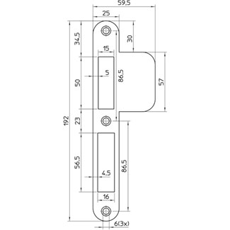 Nemef sluitplaat - vpa4000/17 RVS - draairichting 1-3 lange lip