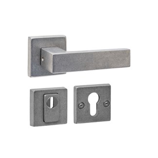 Intersteel Achterdeurbeslag SKG3 deurkruk Amsterdam met Vierkant Veiligheidsrozet RVS getrommeld  
