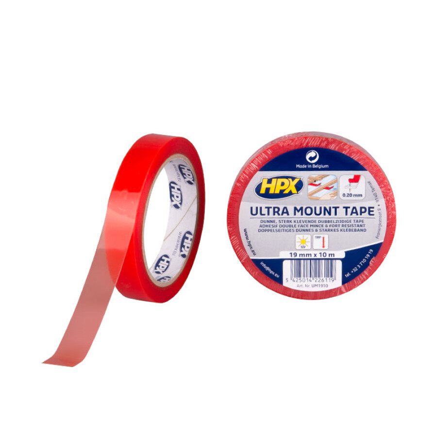 HPX bevestigingstape - Ultra Mount - 19 mm x 10 m - transparant
