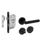 Intersteel Deurbeslag set toiletslot 63/8mm zwart met Deurkruk Bastian en WC-sluiting Zwart