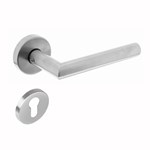 Intersteel deurkruk met cilinderrozet geveerd - Hoek 90° - RVS geborsteld