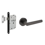 Intersteel Deurbeslag set Loopslot zwart met Deurkruk Bastian op rozet Antraciet grijs