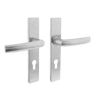 Intersteel deurkruk met schild - Blok - met profielcilindergat 72 mm - rechthoekig - RVS geborsteld