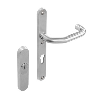 Intersteel veiligheidsbeslag SKG*** met kerntrekbeveiliging kruk/schild - profielcilindergat 72mm verkropt - RVS geborsteld