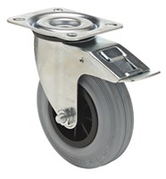 Colson Zwenkwiel rubber met rem 160 mm - 150 kg