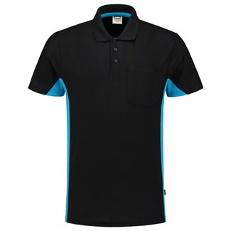 Tricorp Workwear 202002 Bi-Color unisex poloshirt Zwart Turquoise 3XL
