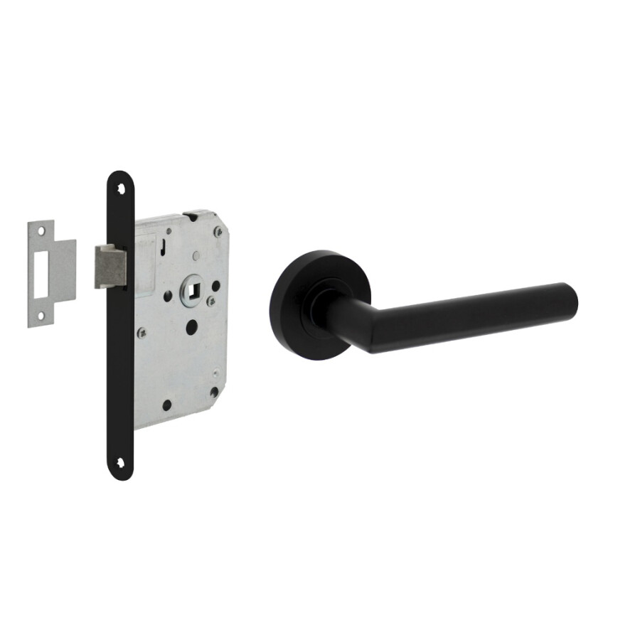 Intersteel Deurbeslag set Loopslot zwart met Deurkruk Bastian op rozet Zwart