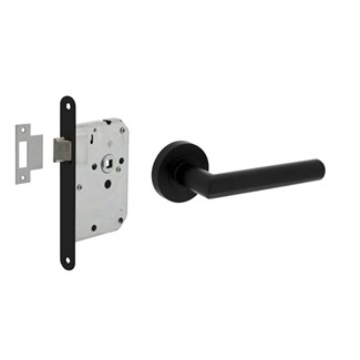 Intersteel Deurbeslag set Loopslot zwart met Deurkruk Bastian op rozet Zwart