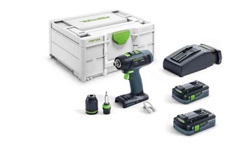Festool accu schroefboormachine - T 18+3 HPC 4,0 I-Plus - 18 V - 2x4.0 Ah accu en snellader - in systainer SYS 3