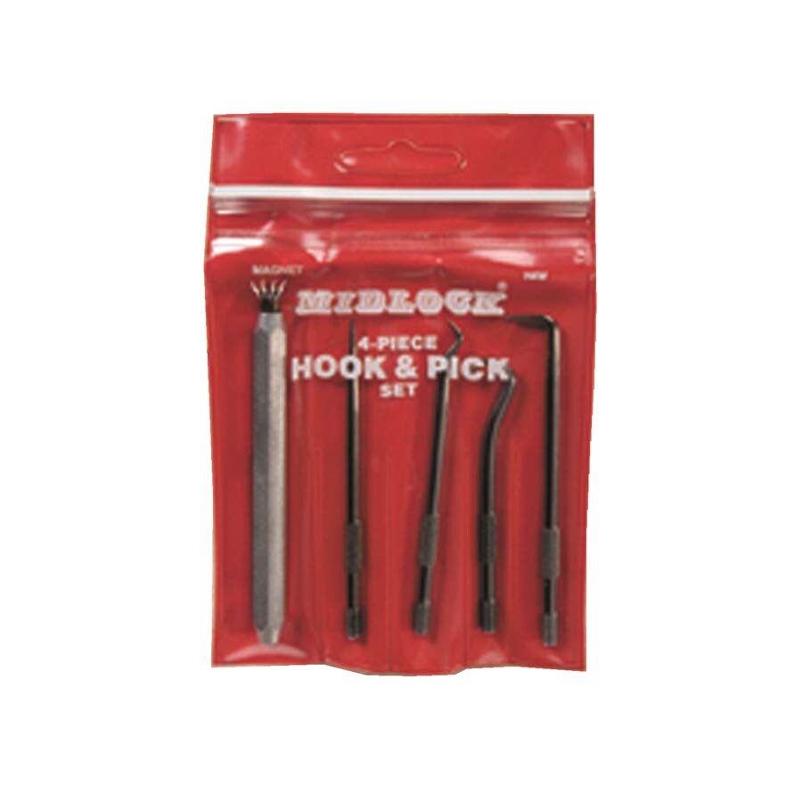 Midlock haakgereedschap - 4-delig - hook & pick - H-4-W