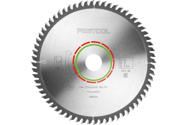 Festool cirkelzaagblad Laminaat/HPL/Trespa - 225x2,6x30mm - 64tands -
