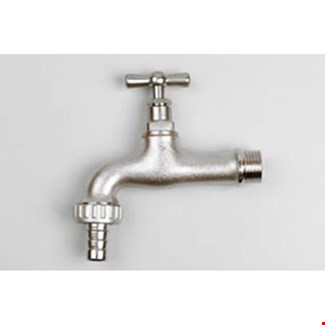 Waterkraan met schroefdraad en slangpilaar - verchroomd - 3/4" buitendraad x 19 mm slangtule