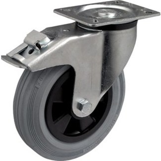 Colson zwenkwiel rubber met rem 200 mm - 200 kg 