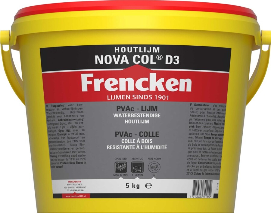 Frencken houtlijm - NOVA COL - D3 - 25 kg emmer