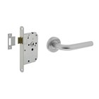 Intersteel deurbeslag set - deurkruk Recht RVS - incl. slot met witte afgeronde voorplaat 