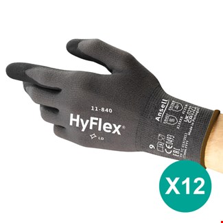 Ansell HyFlex® 11-840 werkhandschoenen zwart maat 8/M - 12 paar
