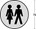 Intersteel pictogram dames en heren - zelfklevend - Ø 76 mm - RVS geborsteld