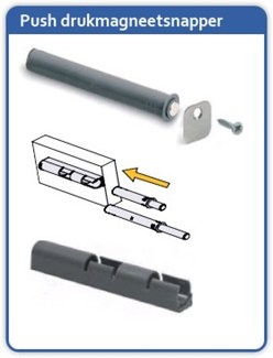 Push drukmagneet snapper 40mm+ plaatje 4 delig