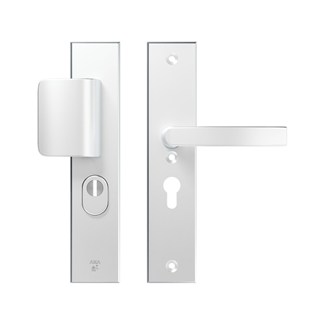 AXA veiligheidsbeslag greep/kruk - SKG*** met kerntrekbeveiliging - Edge Plus D-duwer-Blok - PC55 - alu. F1 