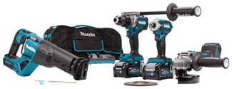 Makita accu combi set - boren/schroeven/slijpen/zagen - DK0126G401 - 40V - 2x4.0 Ah accu en snellader - in tas