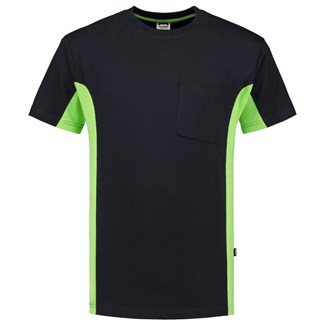 Tricorp T-shirt Bi-Color - Workwear - 102002 - marine blauw/limoen groen - maat XS