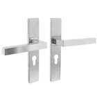 Intersteel deurkruk met schild - Vierkant - met profielcilindergat 55 mm - rechthoekig schild - RVS geborsteld