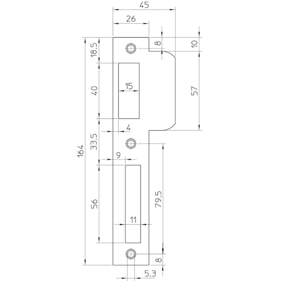 Nemef sluitplaat - P8691/12 - tbv 8691 - draairichting 1-3 - korte lip