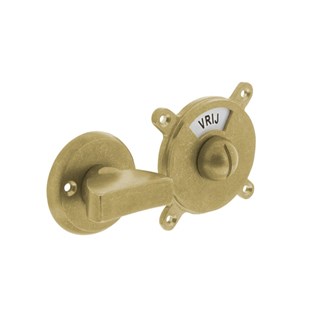 Intersteel toilet-/badkamersluiting - George - 8 mm - met tekst "vrij/bezet" - messing getrommeld
